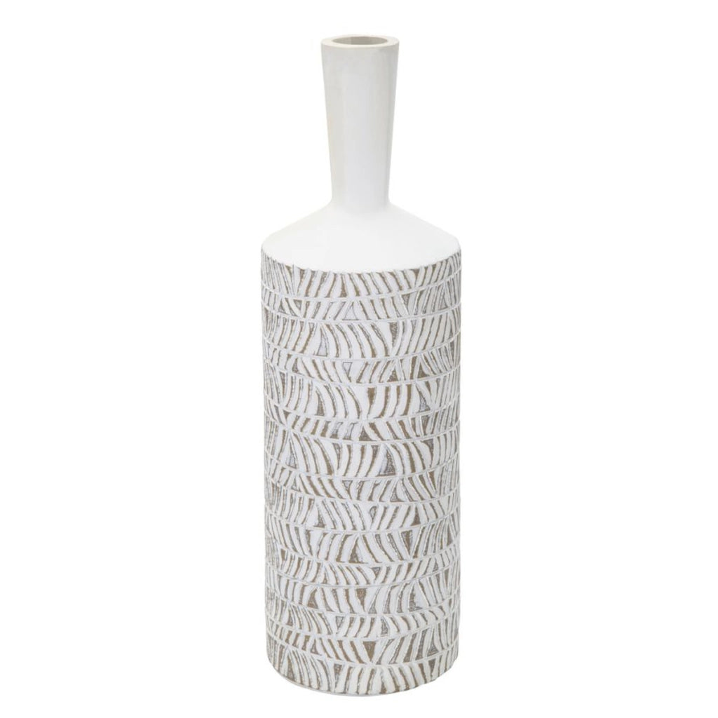 Vaso Decorativo VKH679, Bianco, Poliresina, 15x15x49,5 cm
