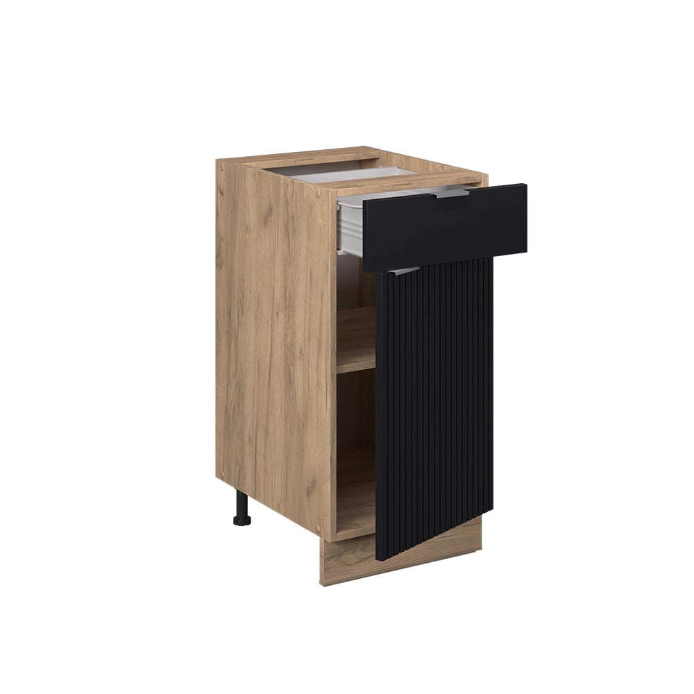 Vicco Mobiletto base per cucina Nero a righe 40 cm , PL Rovere