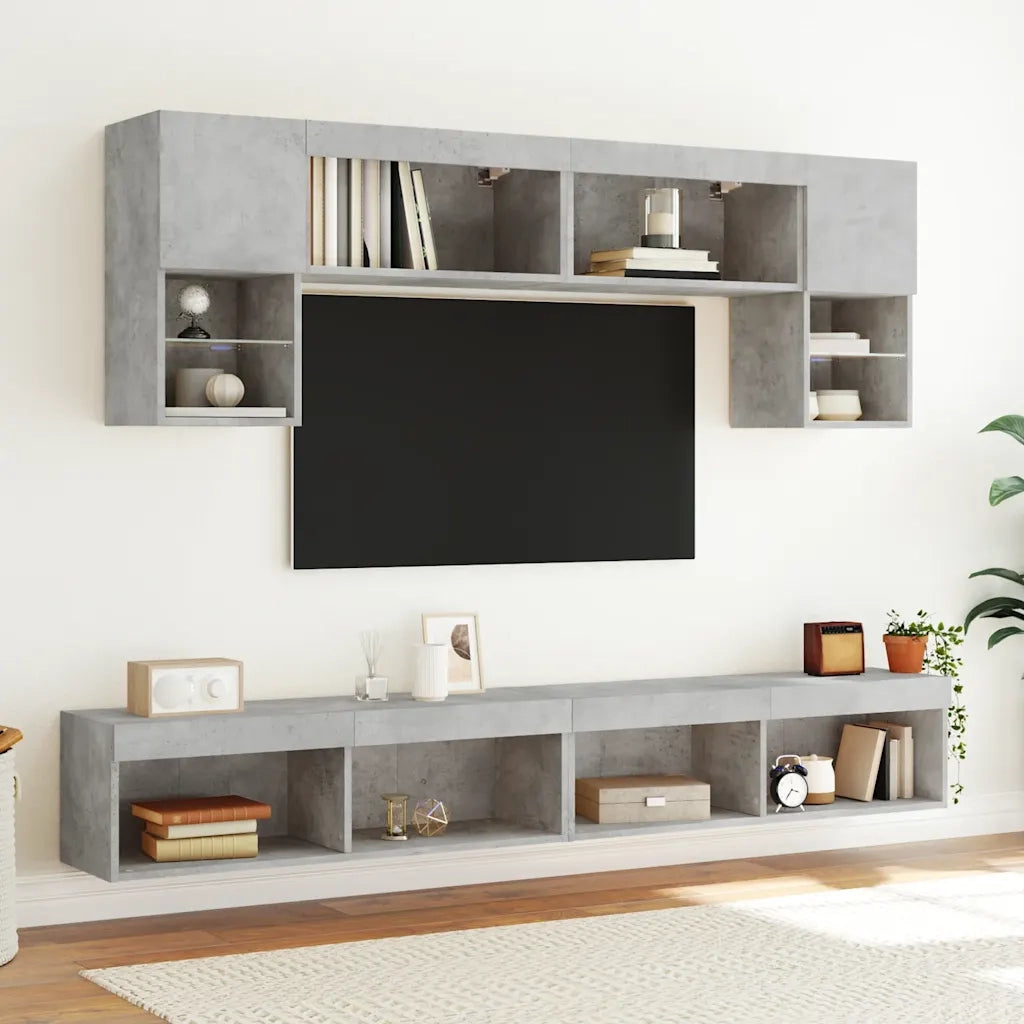 vidaXL Mobile Porta TV con Luci LED Grigio Cemento 100x30x30 cm