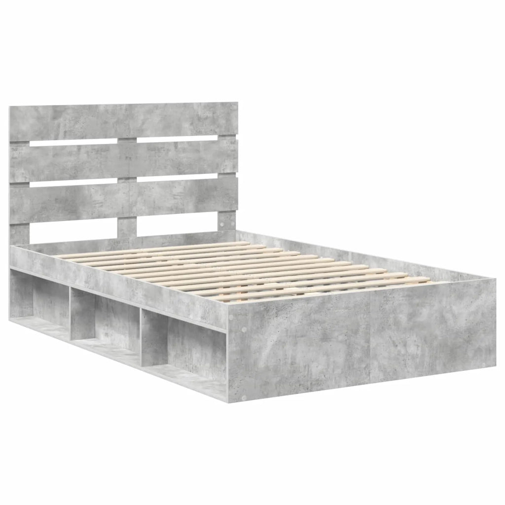 Struttura del letto Grigio Concretè 135 x 190 cm Pino massello 3411755