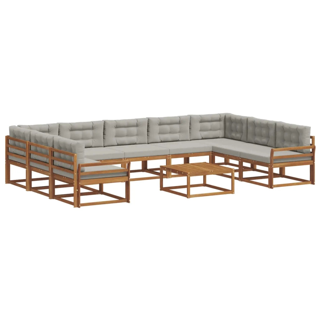 Set di divani da esterno 10 pcs Grigio Naturale e Chiaro