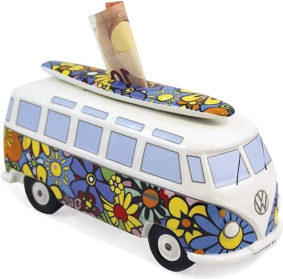 Banca di Denaro con Surf Board 1:18 Flower Power - Collezione VW T1 Bus