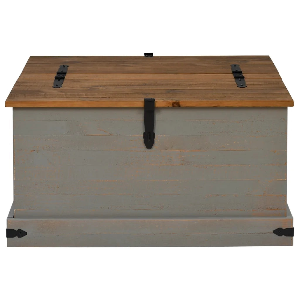 Cassapanca-Baule-Armadietto contenitore HALDEN Grigio 91x91x47 cm in Legno Massello di Pino