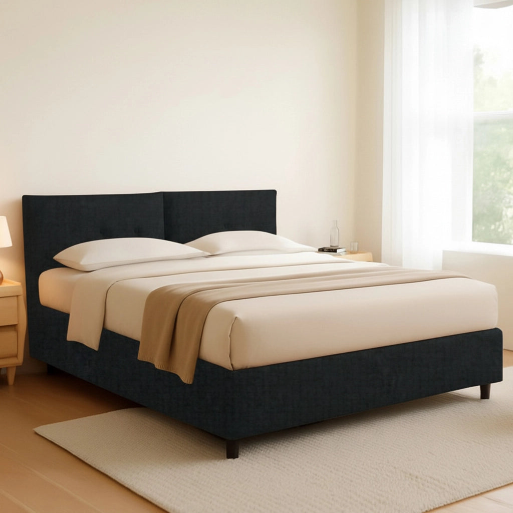 Leeds, Letto Piazza e Mezza Sfoderabile Made in Italy, Grigio Scuro