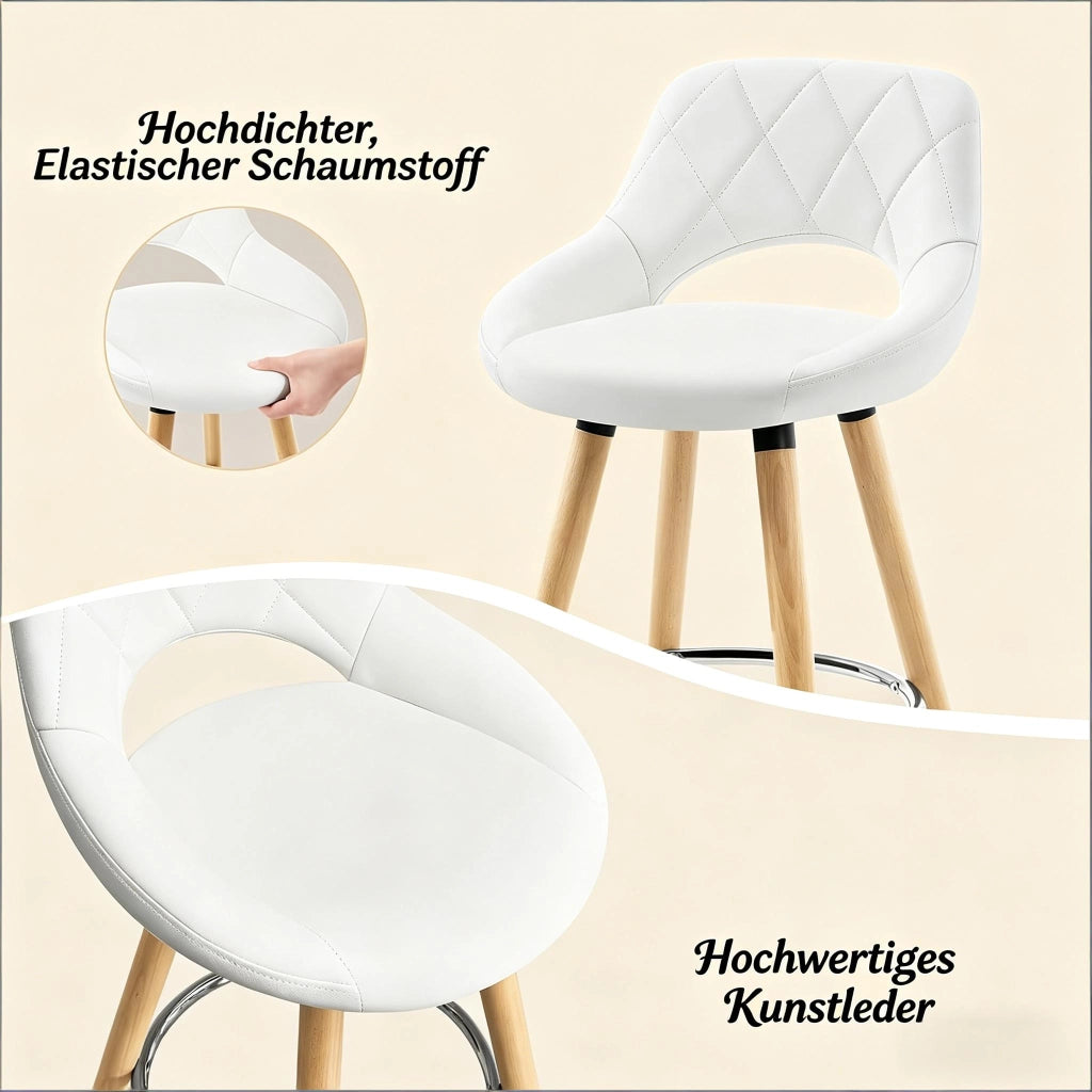 SGABELLO DA BAR 91 cm Bianco in Ecopelle e Legno Massello