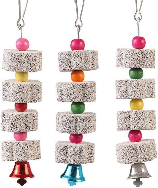 Set di giocattoli per uccelli 3 pezzi, giocattoli per pappagalli, grandi giocattoli da mordere per uccelli, adatti per piccoli e medi uccelli e animali domestici (colore casuale)