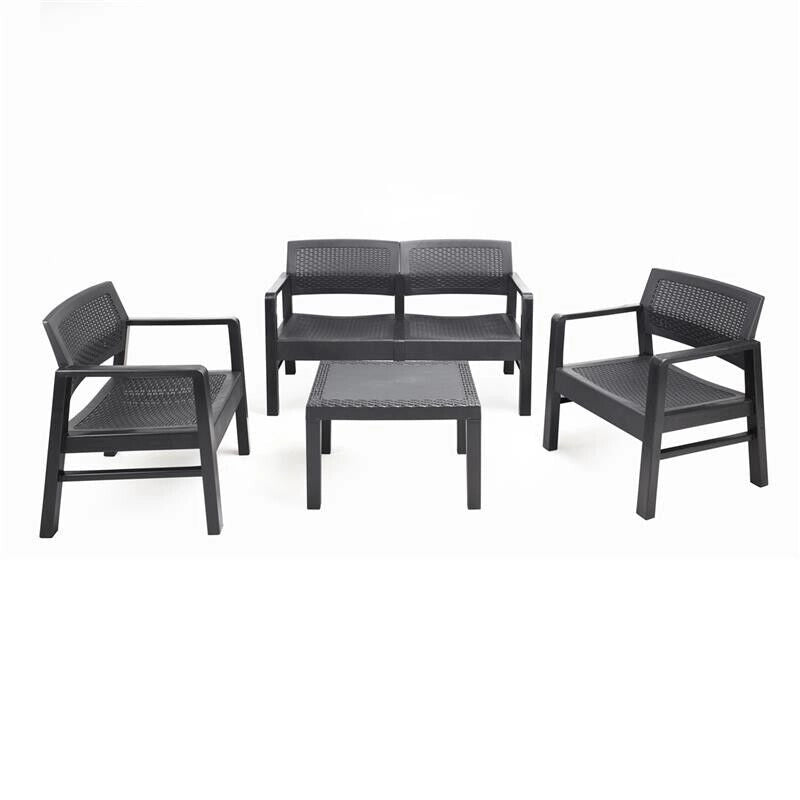 MAURY'S SET MOREEA DA GIARDINO EFFETTO RATTAN IN COLORE ANTRACITE