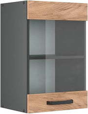 Mobile da cucina in vetro R-Line, Quercia dorata, 40 cm, per la libera combinazione all'interno di sistemi cucina modulari