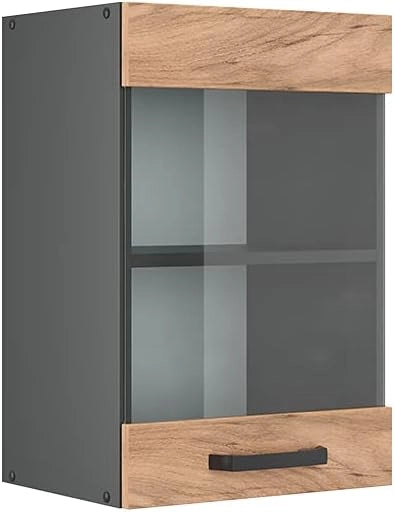 Mobile da cucina in vetro R-Line, Quercia dorata, 40 cm, per la libera combinazione all'interno di sistemi cucina modulari