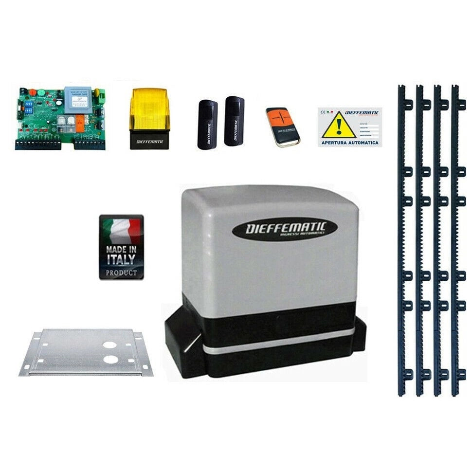 KIT MOTORE 900KG SCORREVOLE AUTOMATICO CON 4 MT CREMAGLIERA NYLON 230V KV9
