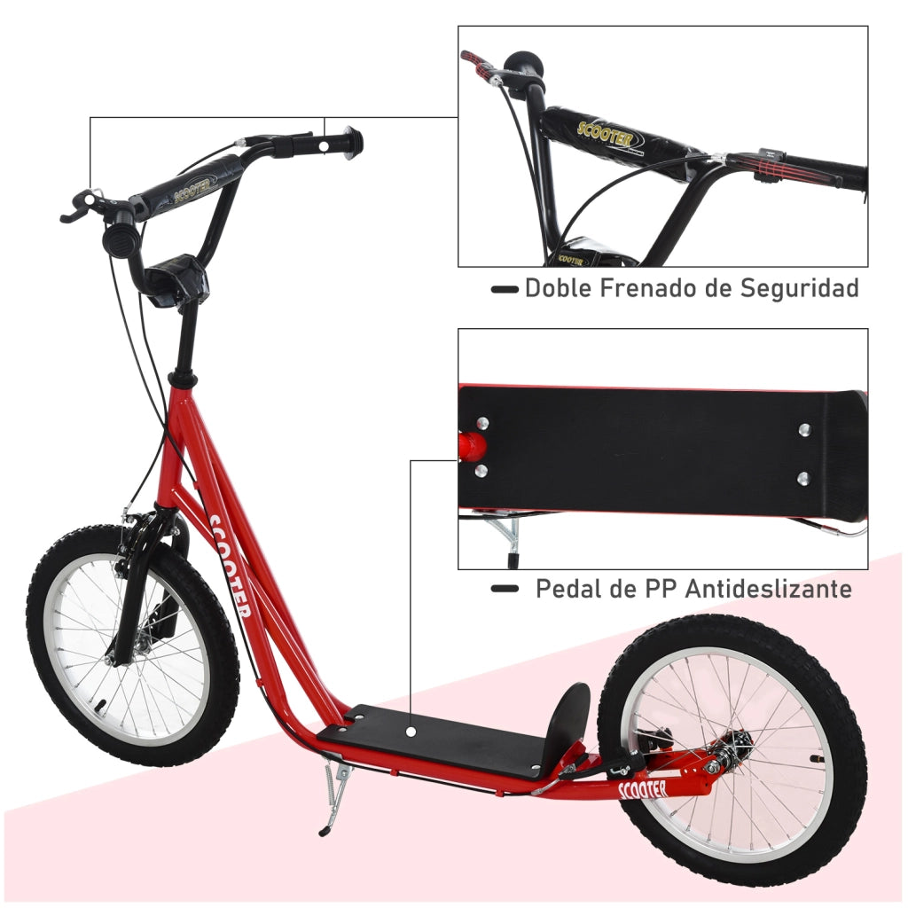 Scooter per Bambini e Adolescenti ¨C Minimal ¨C Rosso, Gomma, 139x58x90-96 cm