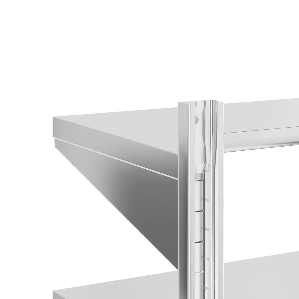 Mensola Muro 2 Ripiani 50x30x48 cm Argento Acciaio Inossidabile