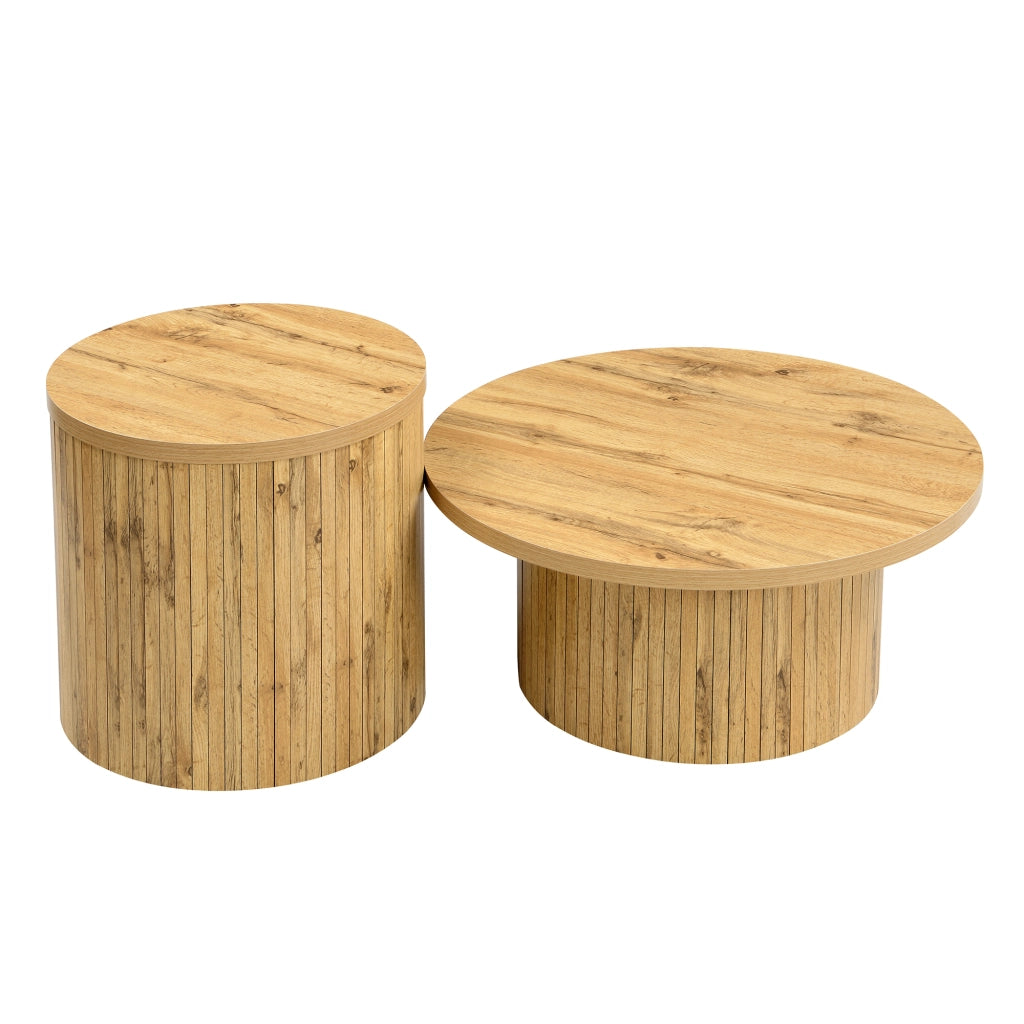 Tavolino da Salotto Rotondo con Ripiano in Legno ¨C Xylo ¨C Naturale