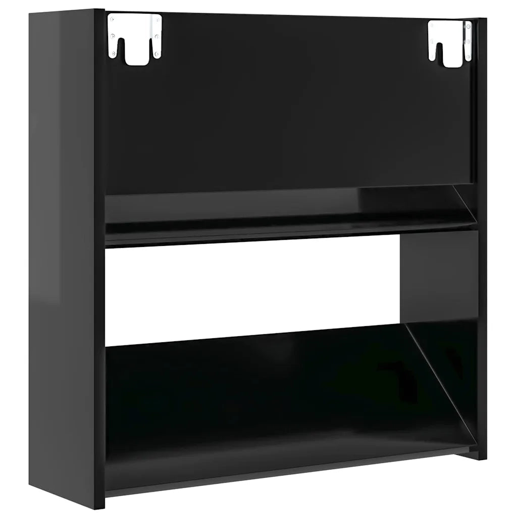 Scarpiere a Muro 4pz Nero Lucido 60x18x60cm Legno Multistrato 806737