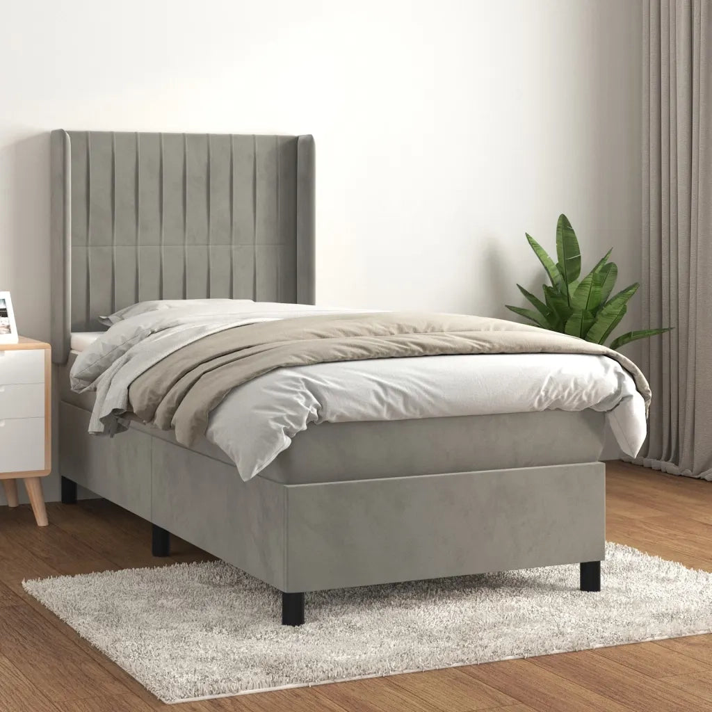 Giroletto a Molle con Materasso Grigio Chiaro 100x200cm Vellutocod mxl 122665