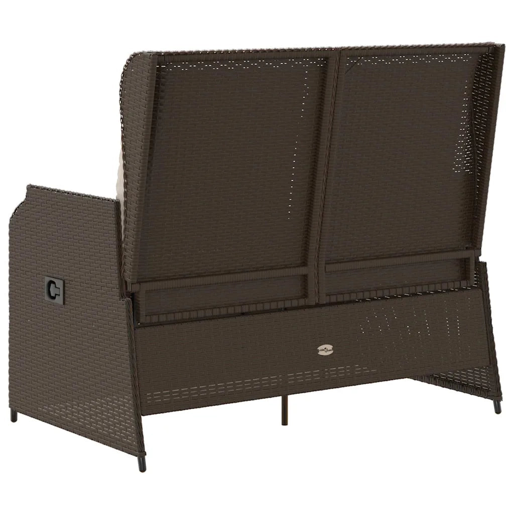 vidaXL Panchina da giardino con cuscino Marrone Poly Rattan