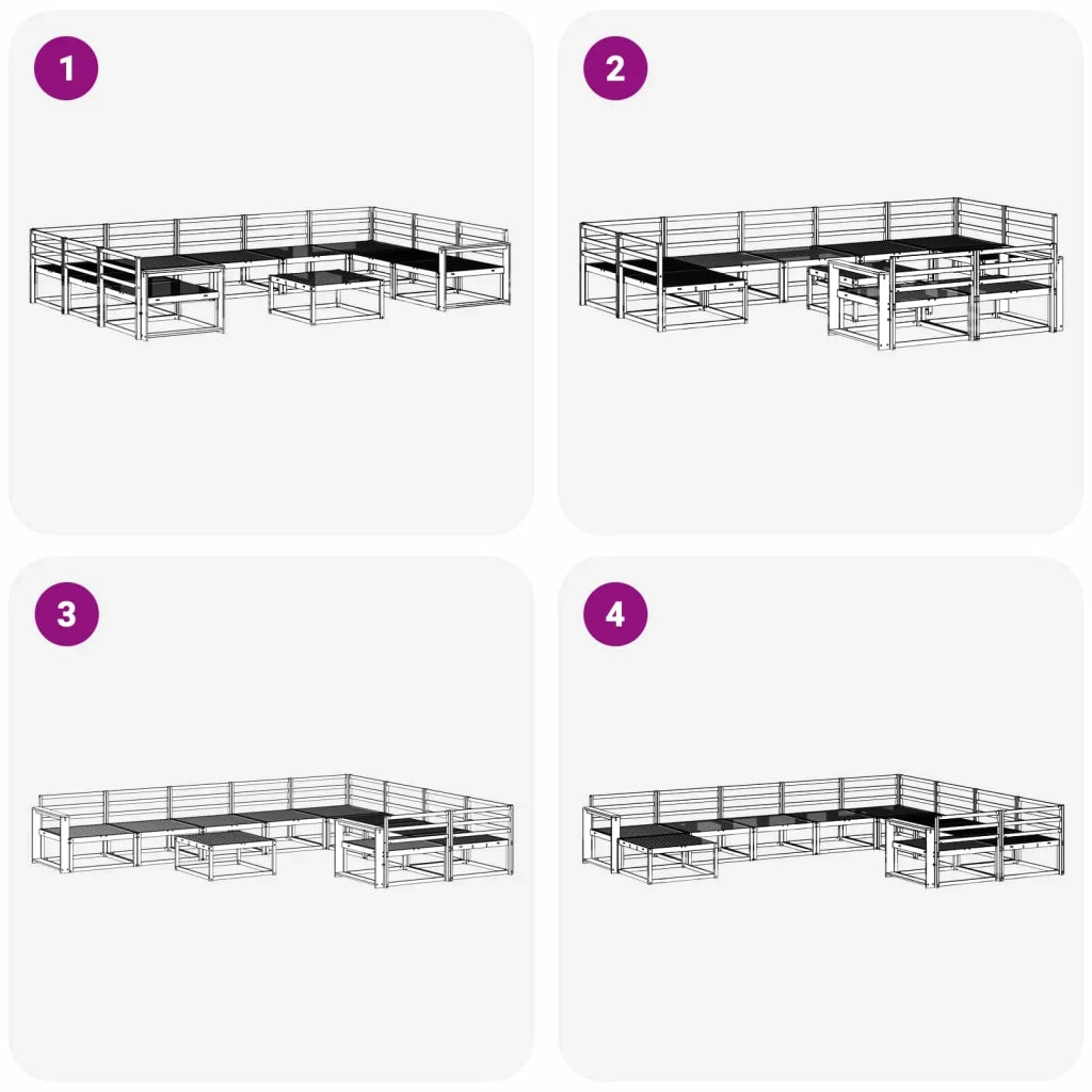 Set di divani da esterno 10 pcs Bianco Legno di Acacia Massello 3387073
