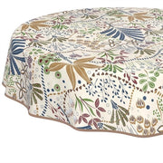 Tavolo con tovaglia lavabile - Telaio rotondo 140 cm - Impermeabile - Facile da pulire - Effetto loto - Finitura robusta