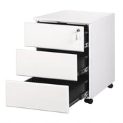 Mobile Contenitore con 3 Cassetti; Serratura e Ruote - per Studio - 39x52.4x54 cm - Bianco