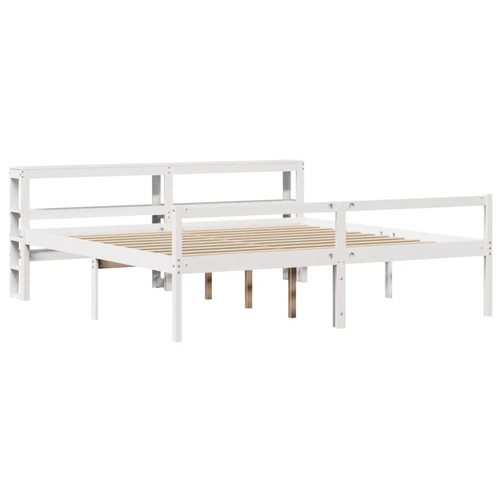 Letto Anziani con Testiera Bianco 180x200cm Legno Massello Pino