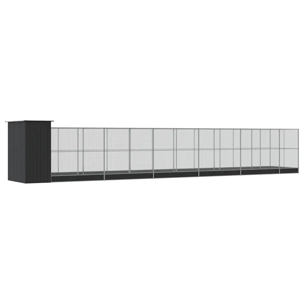 Voliera con Estensione Argento 1244x203x216 cm in Acciaio