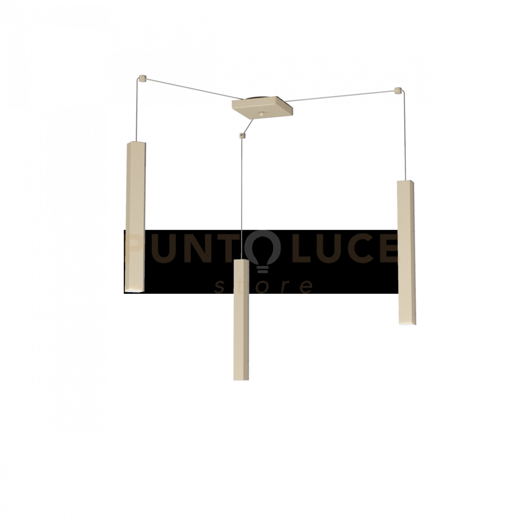 SQUARE TUBE SOSPENSIONE 3 LUCI SABBIA CAVO CM.250 CON BASE 1173-S3-SA