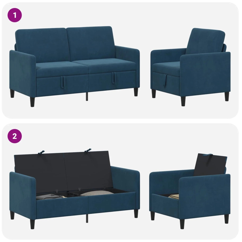 Set di Divani con Storage 2 pz Blu Poliestere 3429199