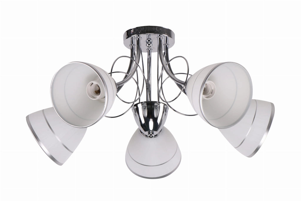 Lampadario Candellux Elotte 5 luci E27 bianco cromo
