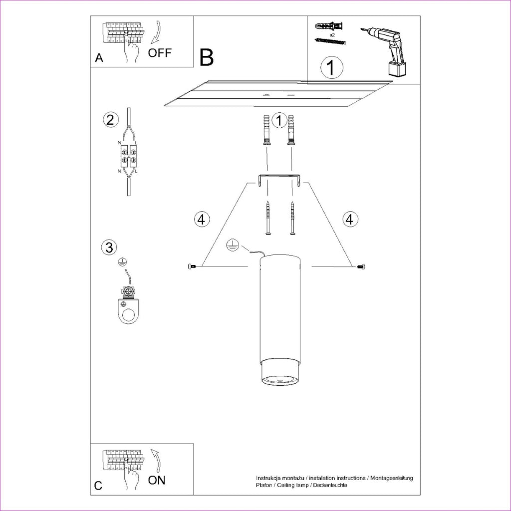 Spot soffitto OSCURO Pure Lume 22,5cm nero/cromo GU10 10W