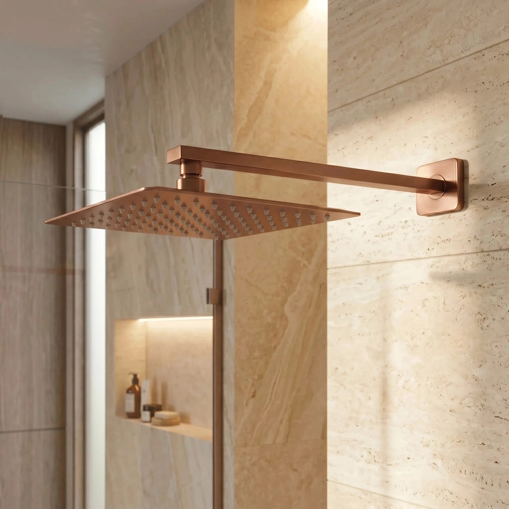 Braccio Doccia Quadrato Rea Js-9022brg 40cm Brush Copper