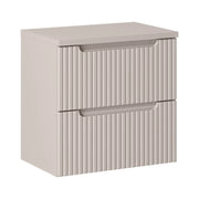Set bagno sospeso VANO cachemire 60cm: mobile sotto lavabo con cassetti scanalati verticalmente + piano per lavabo
