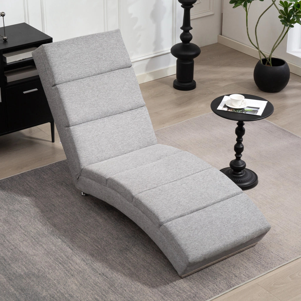 Poltrona Chaise Longue Reclinabile ¨C Zephmum ¨C Grigio Chiaro Tessuto Imbottito