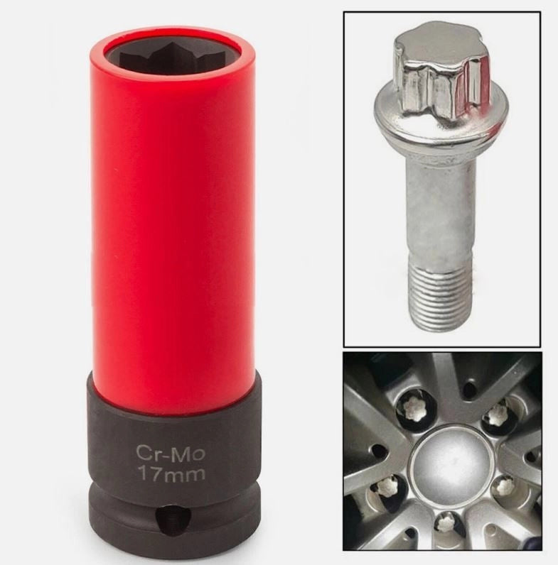 Chiave a bussola da 17 mm per dadi ruota mercedes da 1/2" JBM 14173