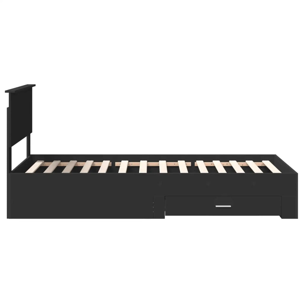 Struttura del letto con testiera Nero e Argento 75 x 190 cm 3408327
