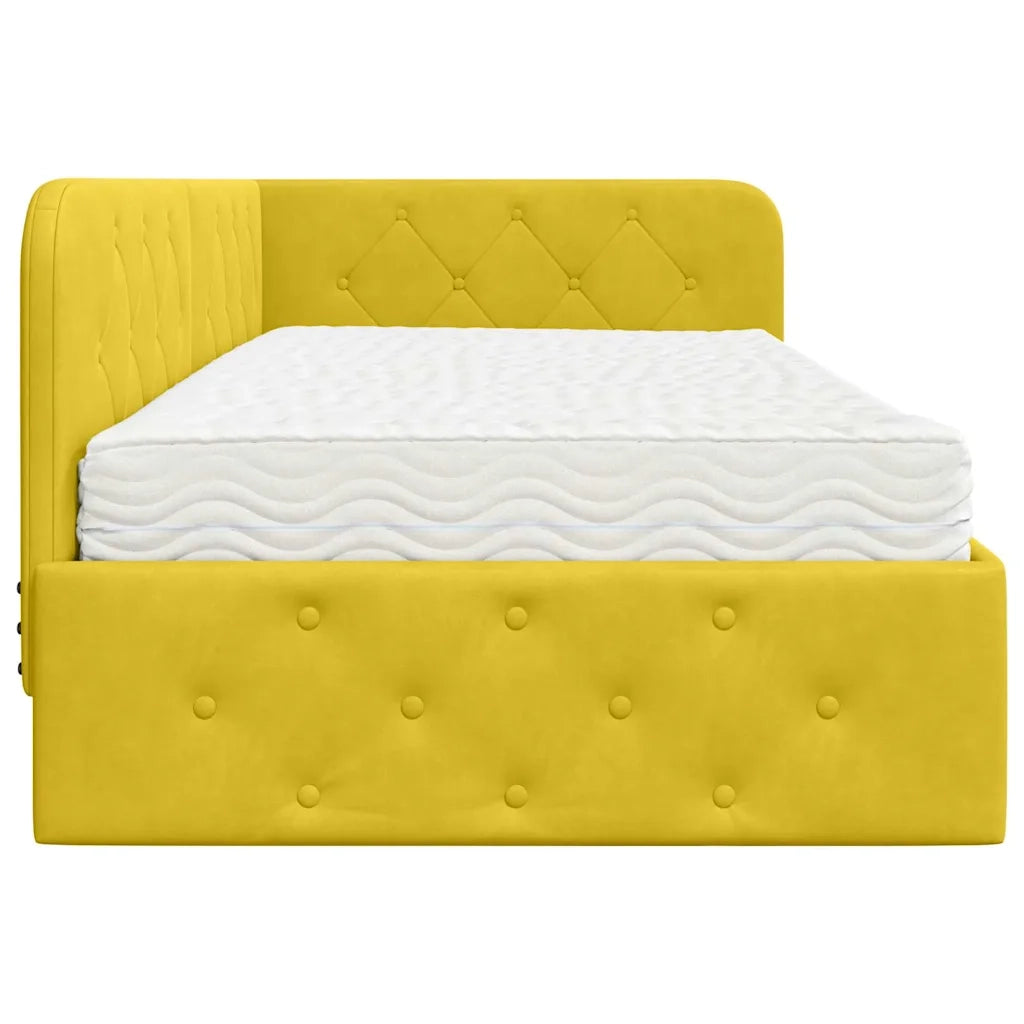 Letto singolo | Letto per adulti | Cornice del letto ad angolo Giallo 100 x 200 cm Velluto