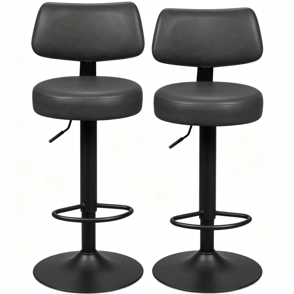 Sgabello da bar regolabile 41x41x84-109 cm in similpelle antracite, set da 2