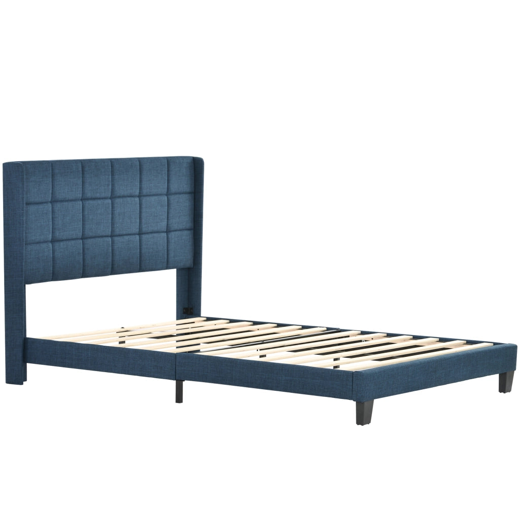 letto imbottito lino blu 140x200 cm
