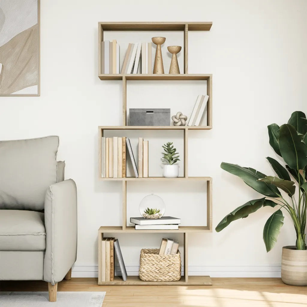 Libreria Divisorio 5 Ripiani Sonoma 70x24x161 cm in Truciolato 858095