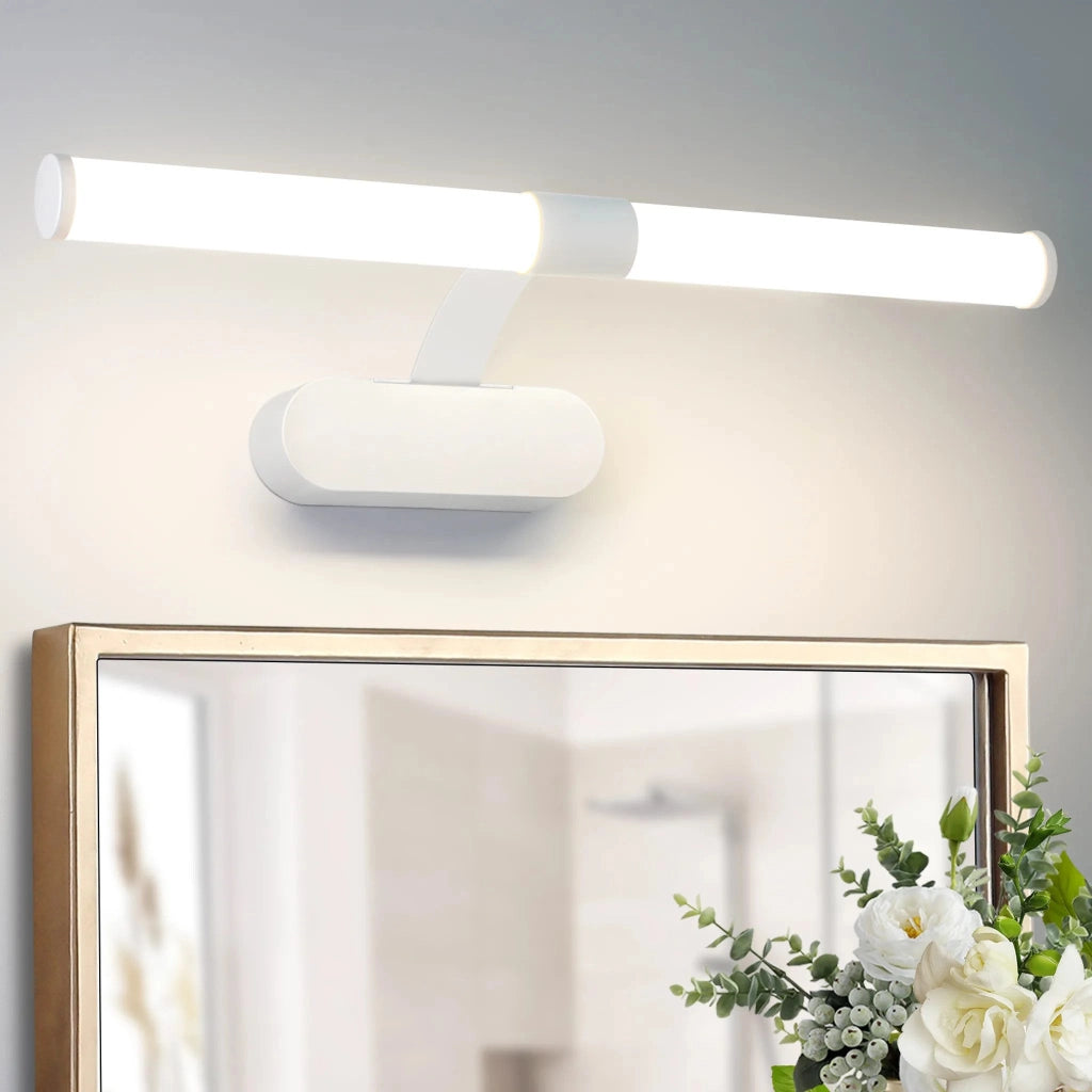 ZMH Lampada da Bagno LED per Specchio 6W Bianco Neutro 4000K Curva IP44 Bianca 40 cm
