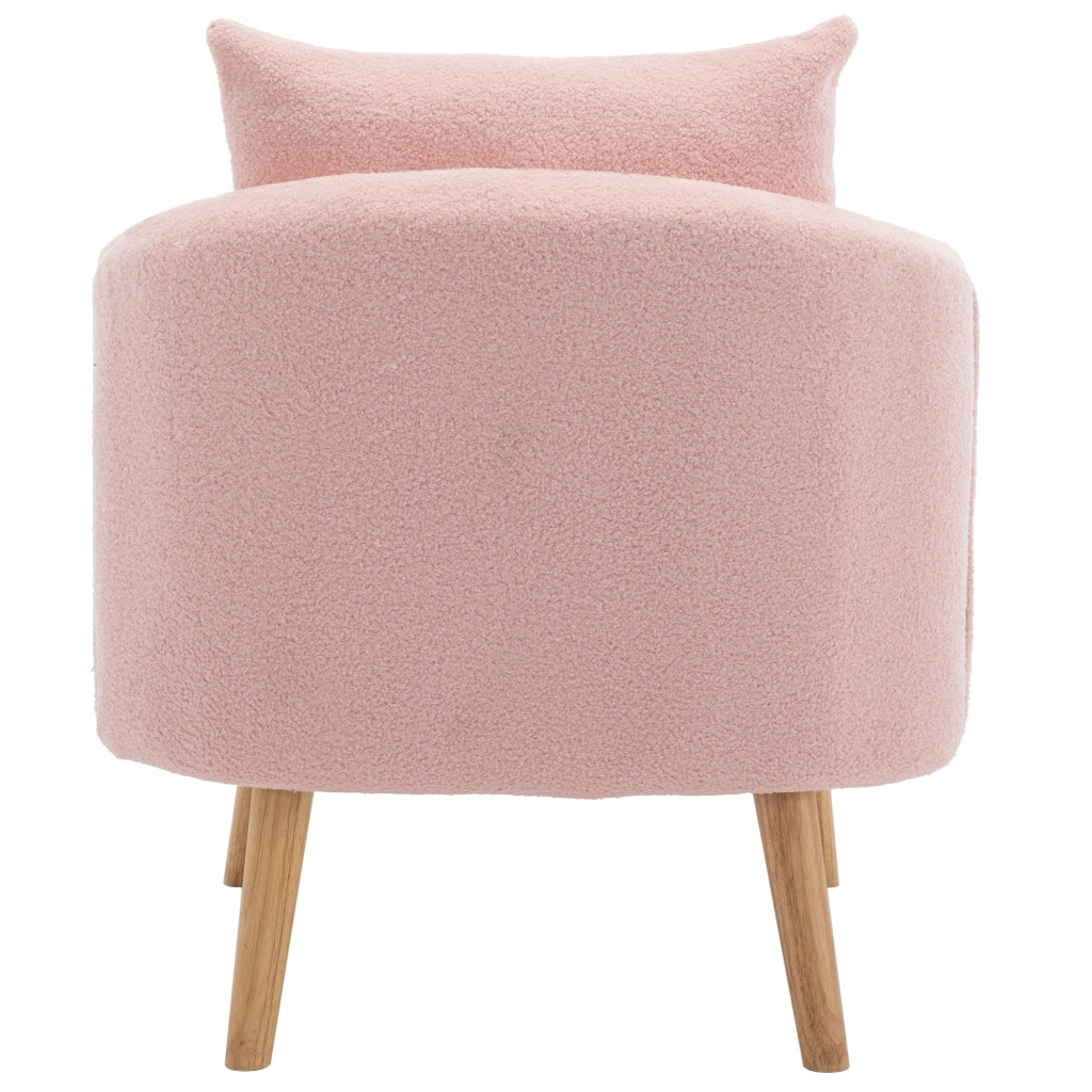 Poltrona singola in tessuto Teddy con cuscino, seduta imbottita 14 cm, struttura in legno massello