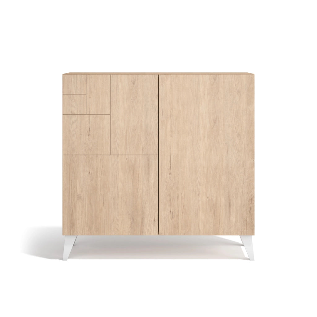 Scarpaia Herdasa effetto rovere chiaro gambe bianco 87x90x27