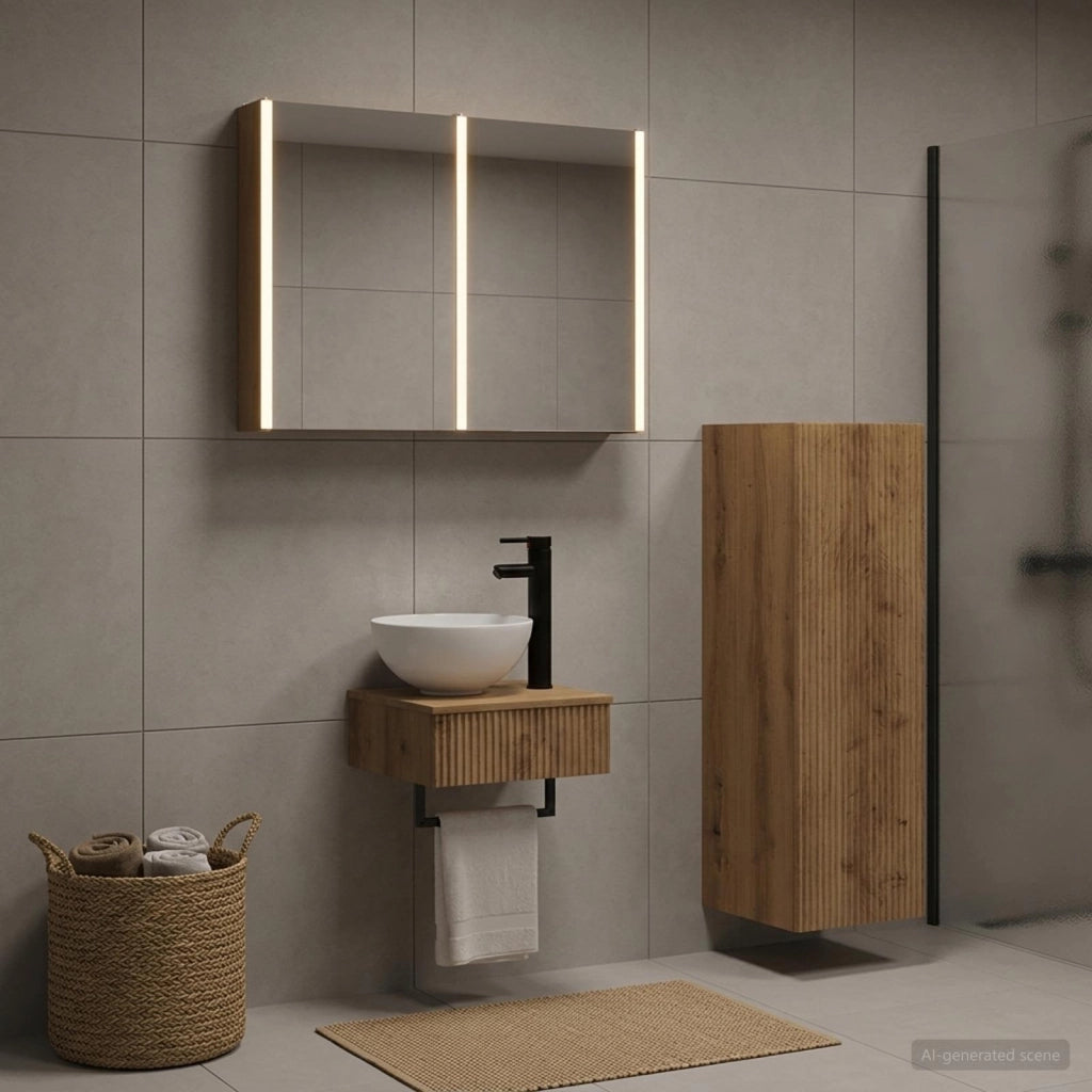 Set di Armadi da Bagno 4 pz Rovere Artigianale 3407382