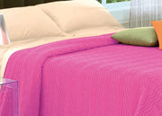 Copriletto Tinta Unita In Morbidissima Ciniglia A Onde 100% Cotone - Singolo - Fucsia 7