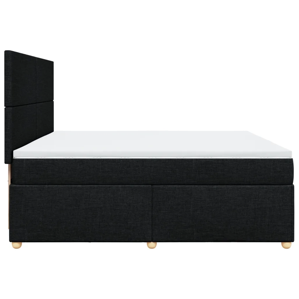 Giroletto a Molle con Materasso Nero 200x200 cm in Tessuto