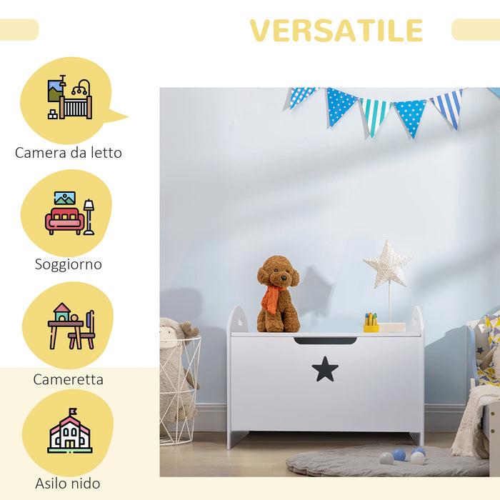 Baule Cassapanca Contenitore 62x40x46,5 cm in Legno  Bianco