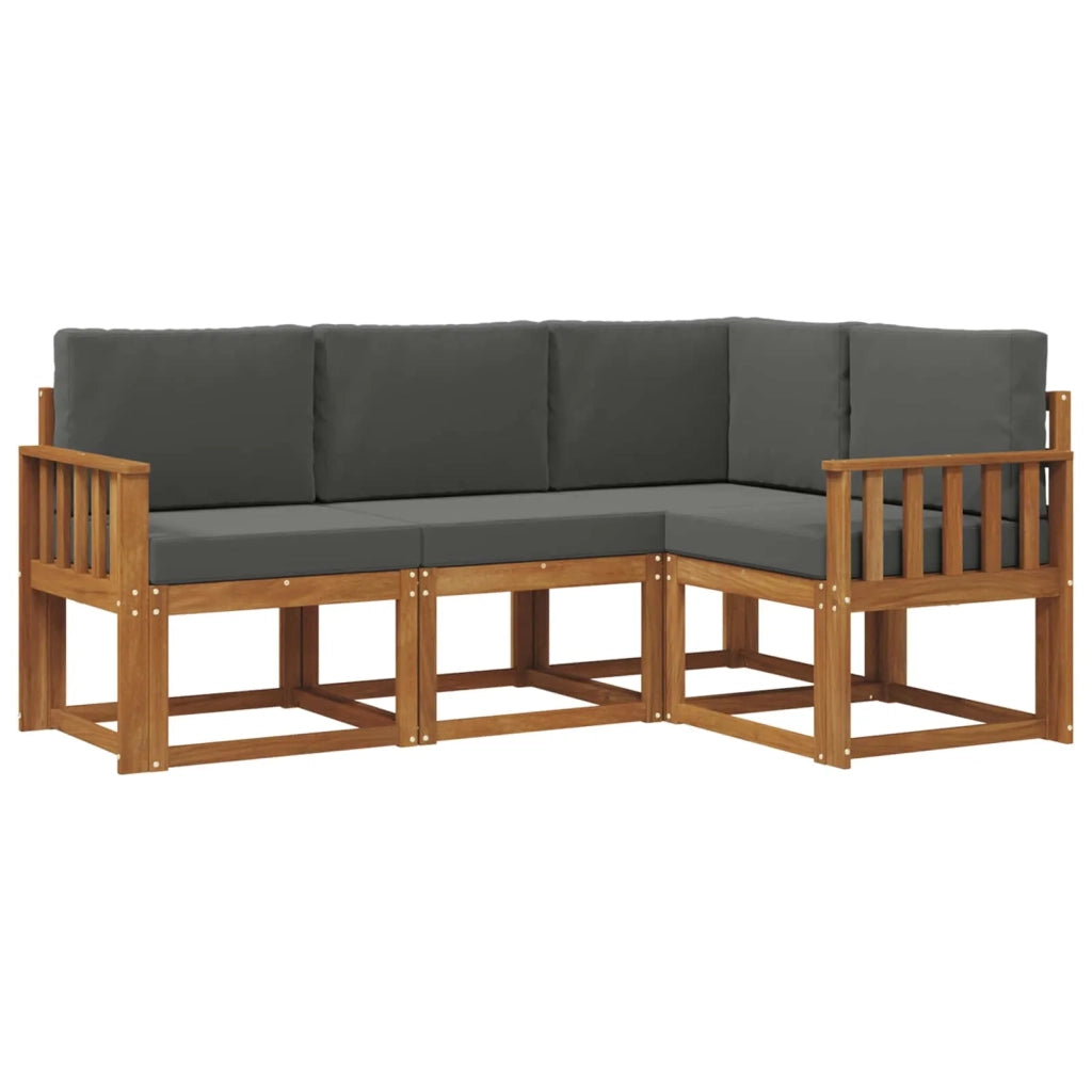 Set di divani da esterno con cuscino 4 pcs Naturale e Antracite