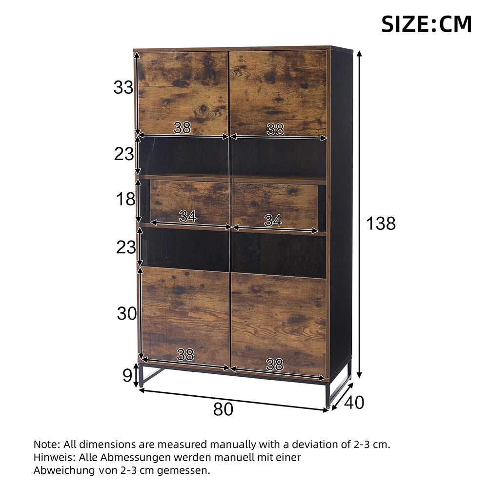 Armadio vetrina con illuminazione LED - Xylo - 80x40x138cm - Nero - 2 cassetti, spazio di archiviazione