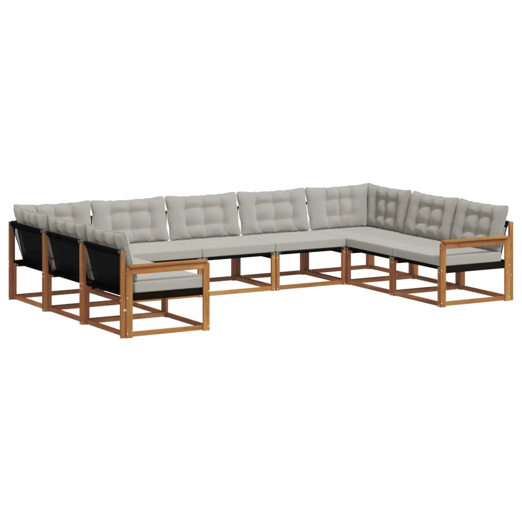 Set di divani da esterno 9 pcs Grigio Naturale e Chiaro 3369834