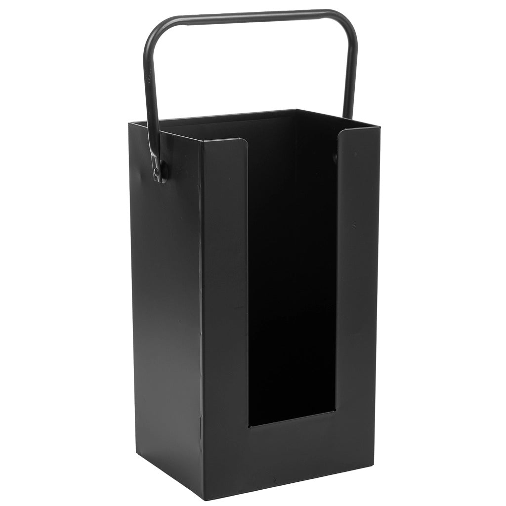 Portalegno da camino in metallo con manico nero 37x18x42h