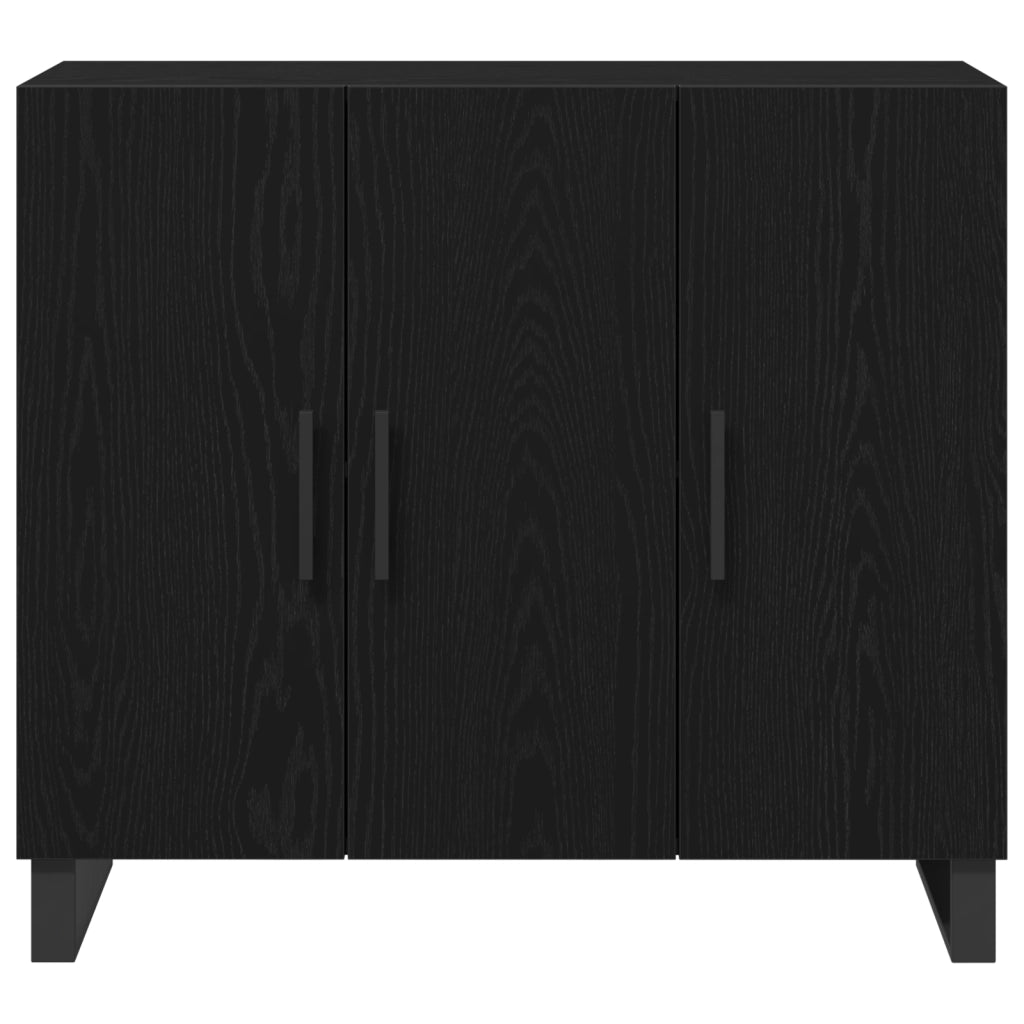 Sideboard  con 3 porte in rovere nero 90x34x80 cm in legno ingegnerizzato